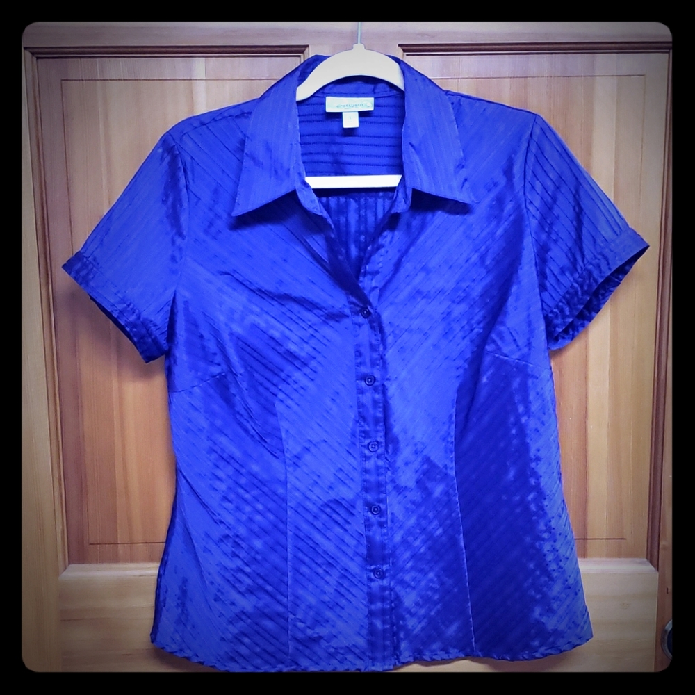 Dressbarn Dress Barn Textured Satin Button Blouse